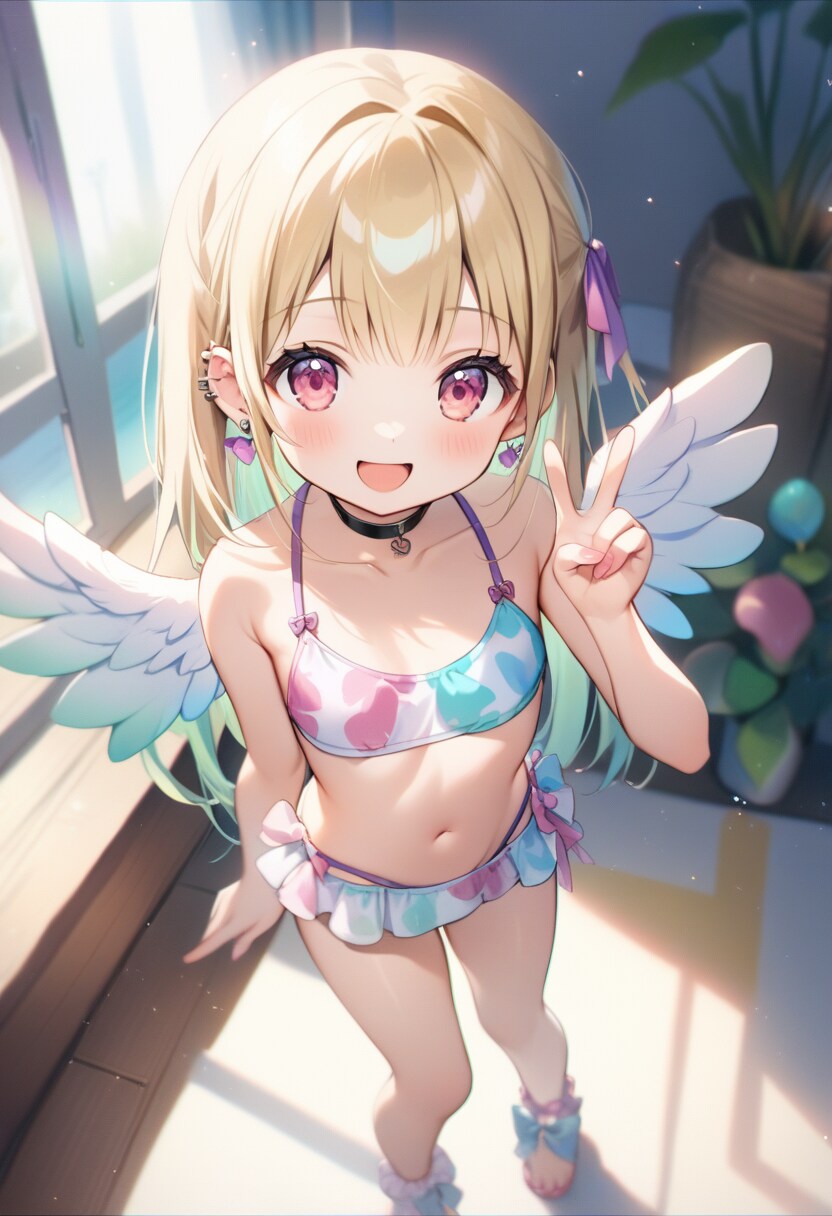 背中に白い翼をつけてみた