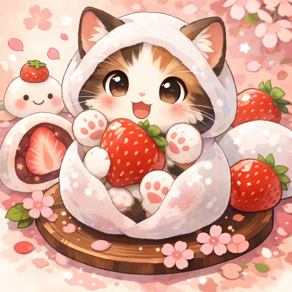 【動物】いちご大福と可愛い動物たち