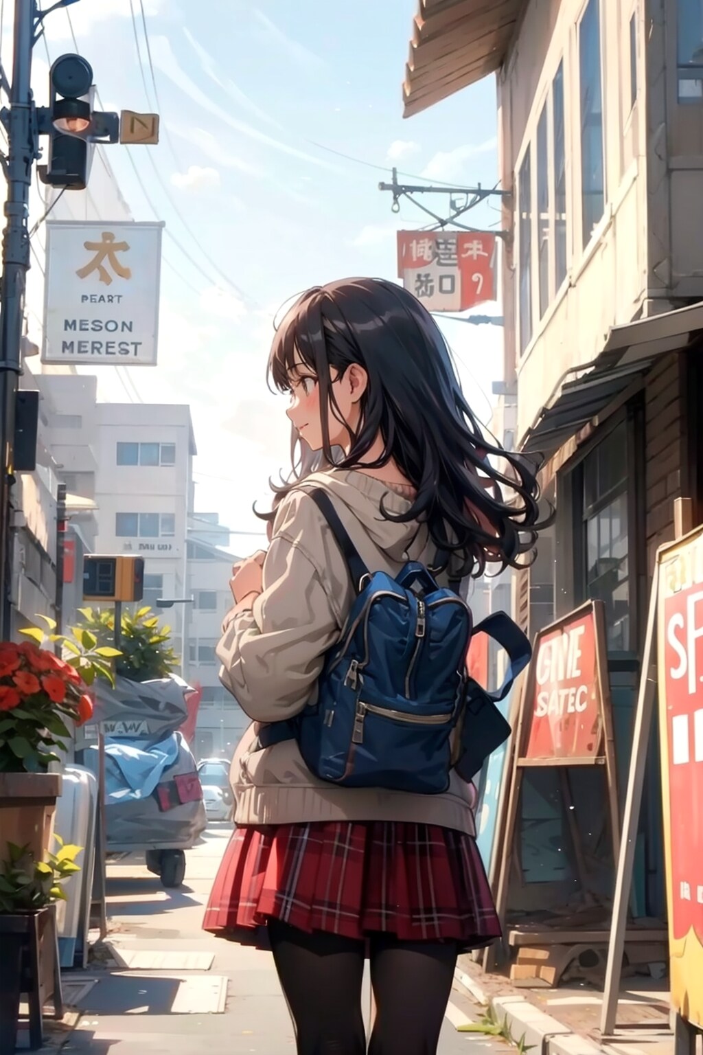 冬の通学路、帰宅途中の彼女