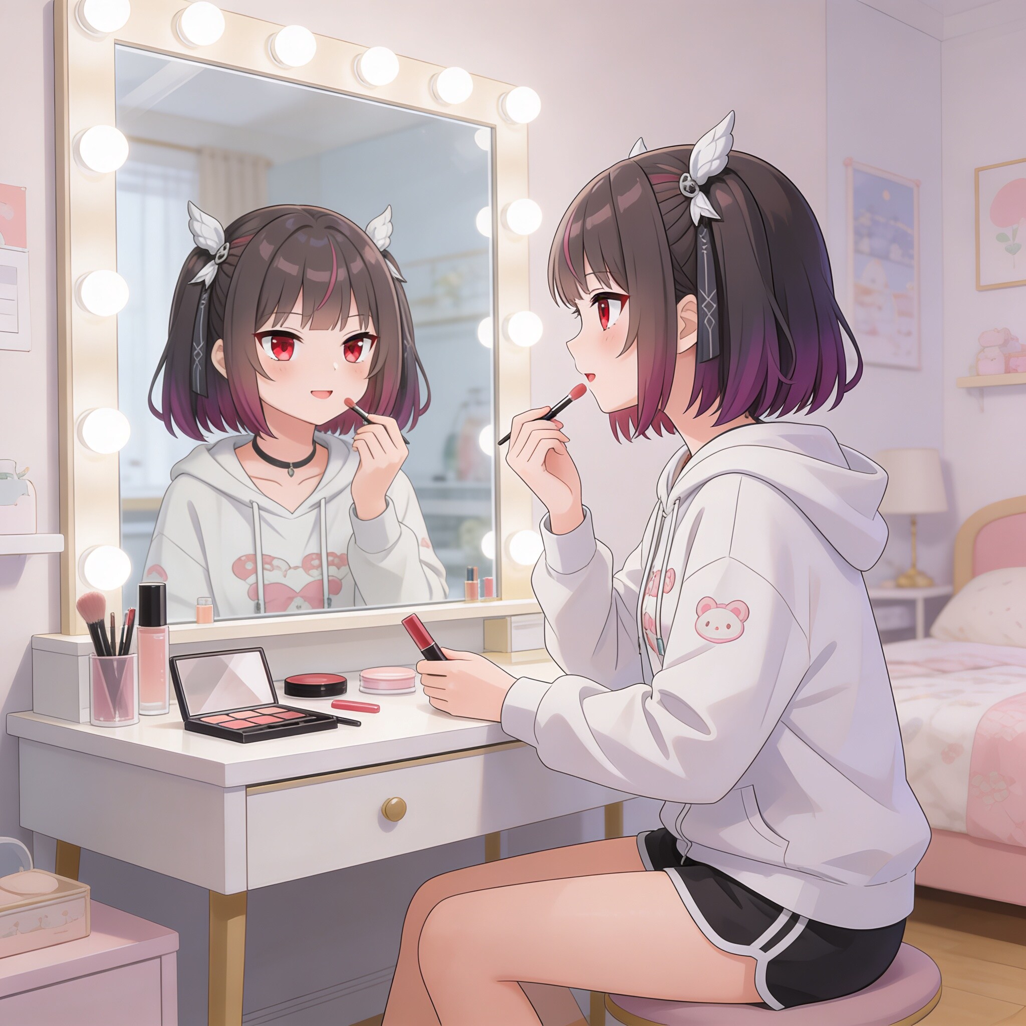 メイクをしているミテルちゃん