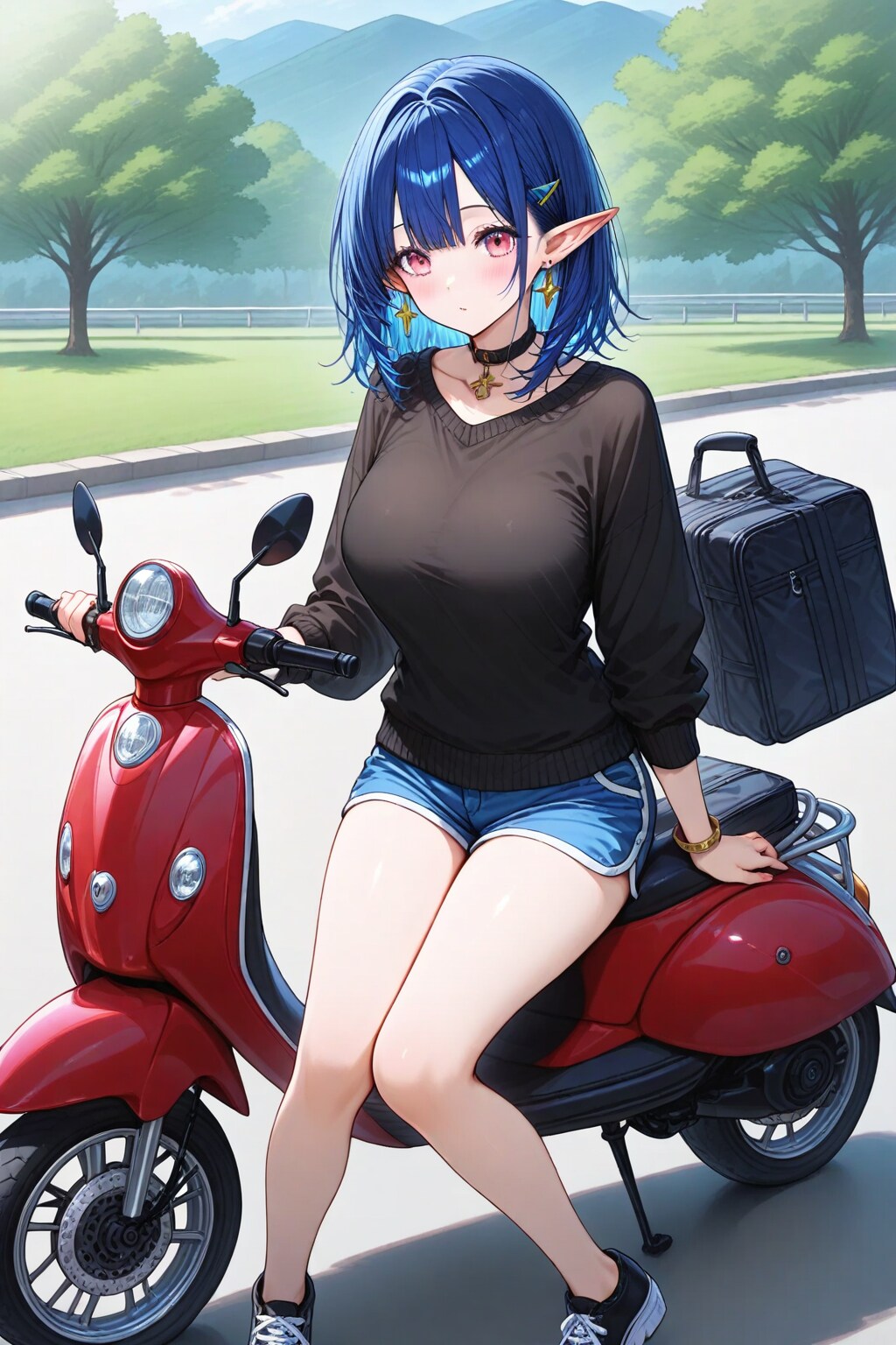 バイクに乗るエルフ少女_AURA