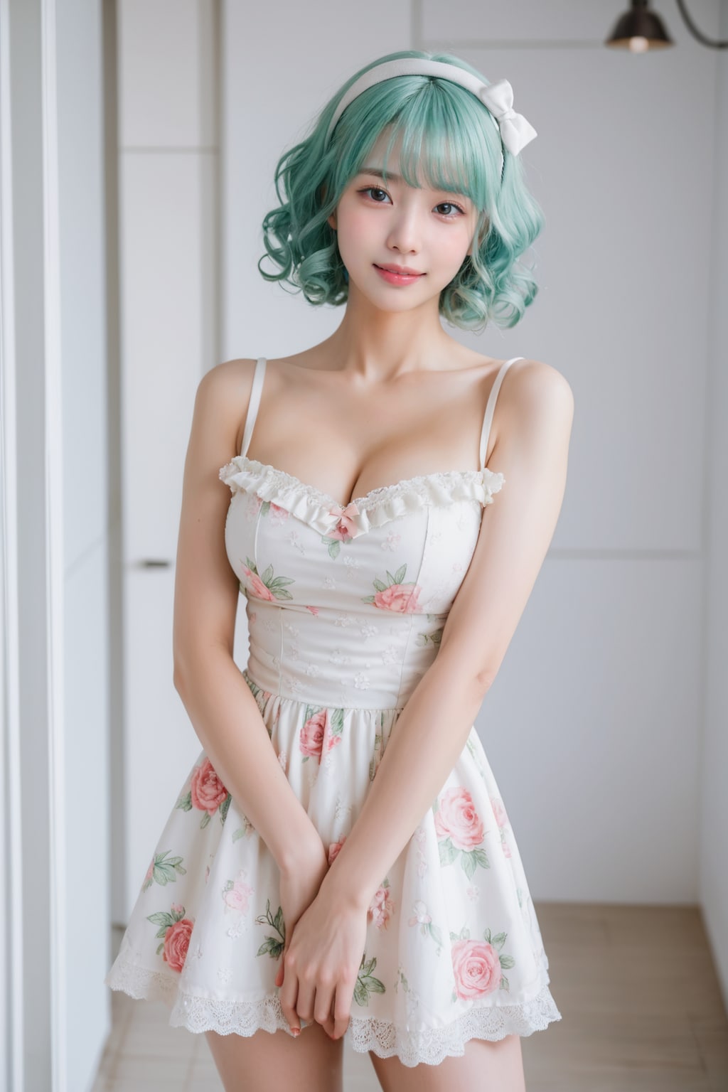 Mint colored hair lady ?