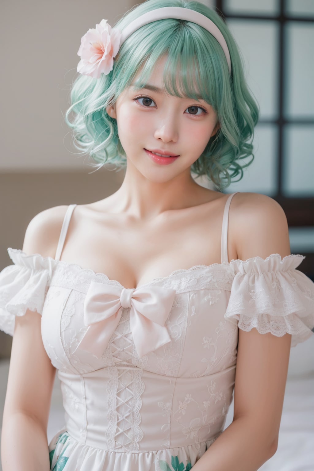 Mint colored hair lady ?