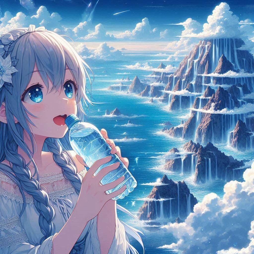 水を飲む女の子