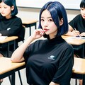教室の青髪女子高生(巨乳) 5枚目