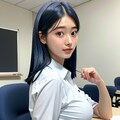 教室の青髪女子高生(巨乳) 6枚目