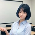 教室の青髪女子高生(巨乳) 3枚目