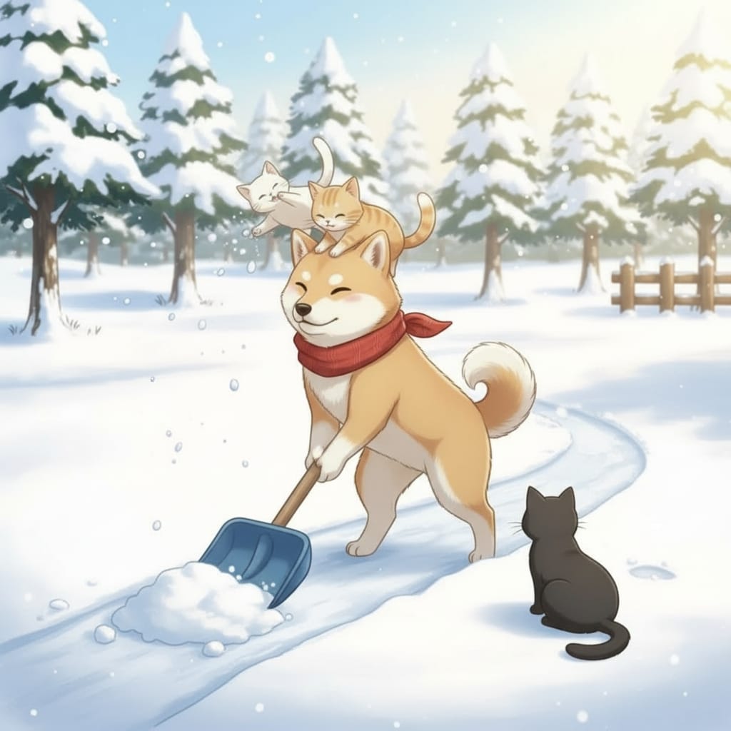 雪かき🐶😺