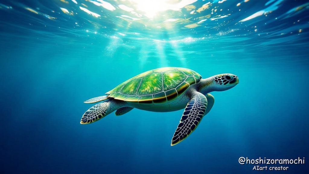 深海の静謐に浮かぶ翡翠の甲羅 - A jade shell floating in the tranquility of the deep sea