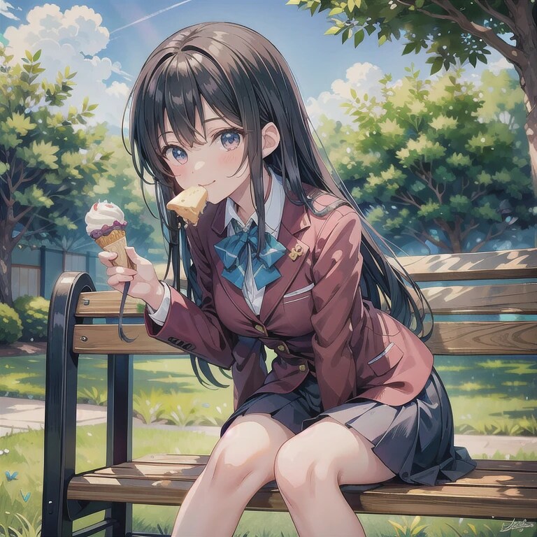 黒髪ロングでブレザーの少女８２ | の人気AIイラスト・グラビア