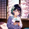夕暮れの公園でスマホをいじるひまり 8枚目