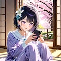 夕暮れの公園でスマホをいじるひまり 10枚目