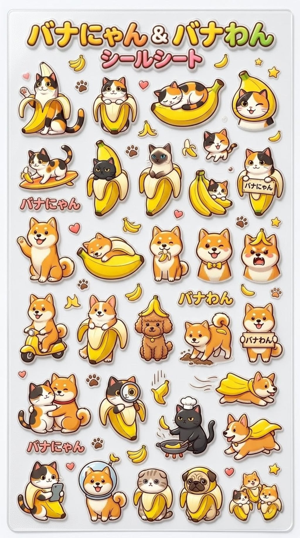 欲しくなる？バナにゃん&バナわんシール