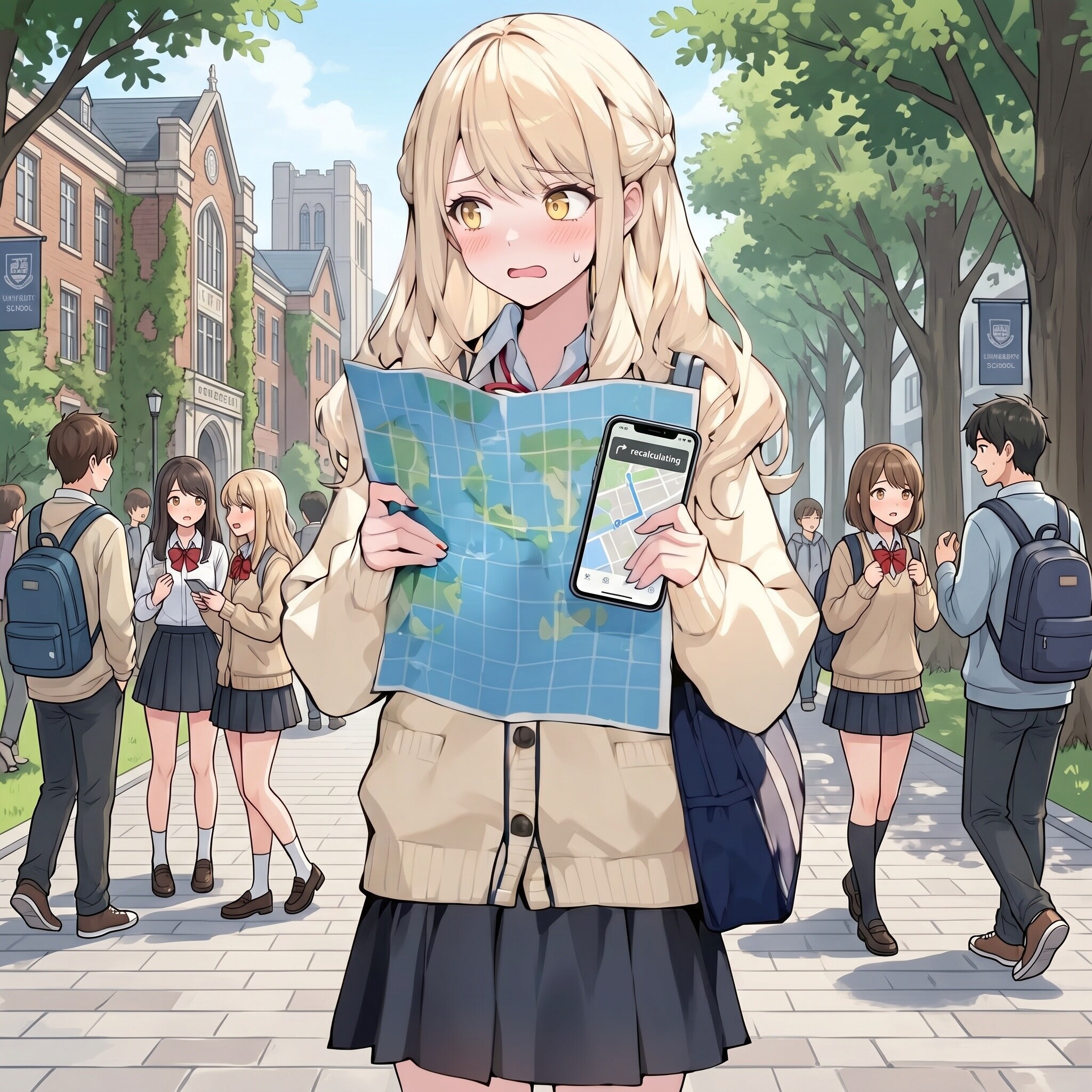 道に迷う大学のオープンキャンパス | の人気AIイラスト・グラビア