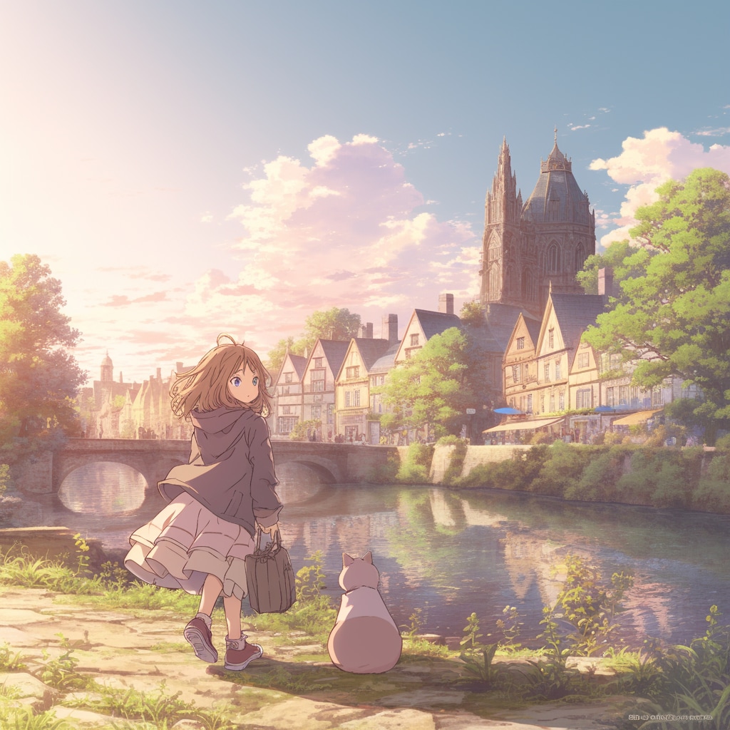 聖フィン・バール大聖堂と女の子  St. Finn Bahr Cathedral and girl
