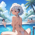 プールを楽しむお嬢様の監視です 2枚目