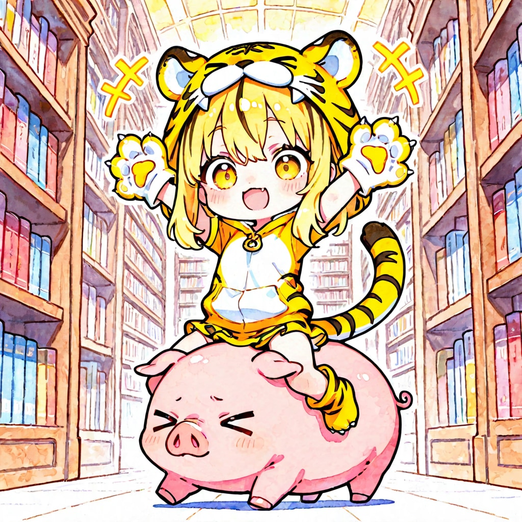 虎娘ちゃんと図書館と豚