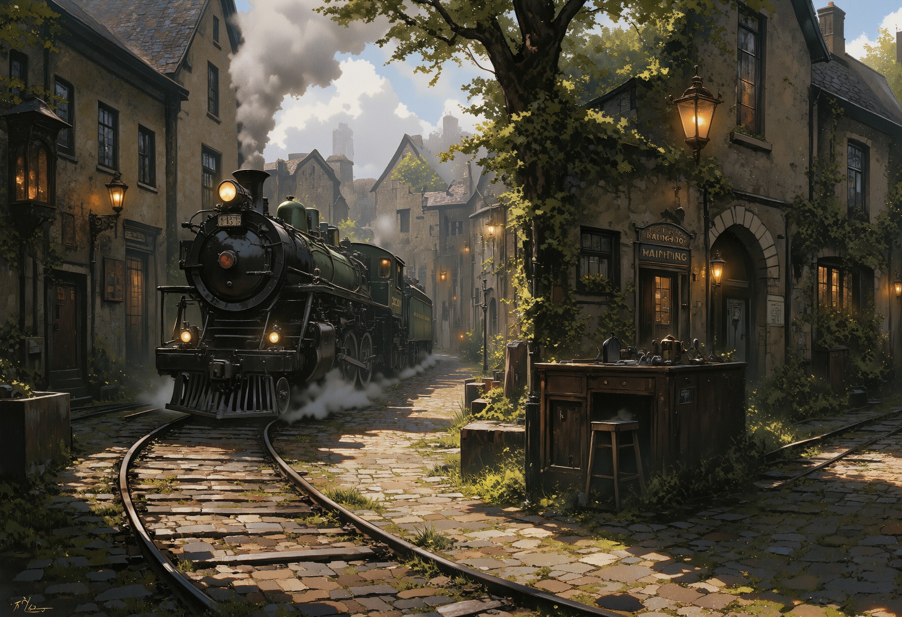 街道を走る機関車 | の人気AIイラスト・グラビア