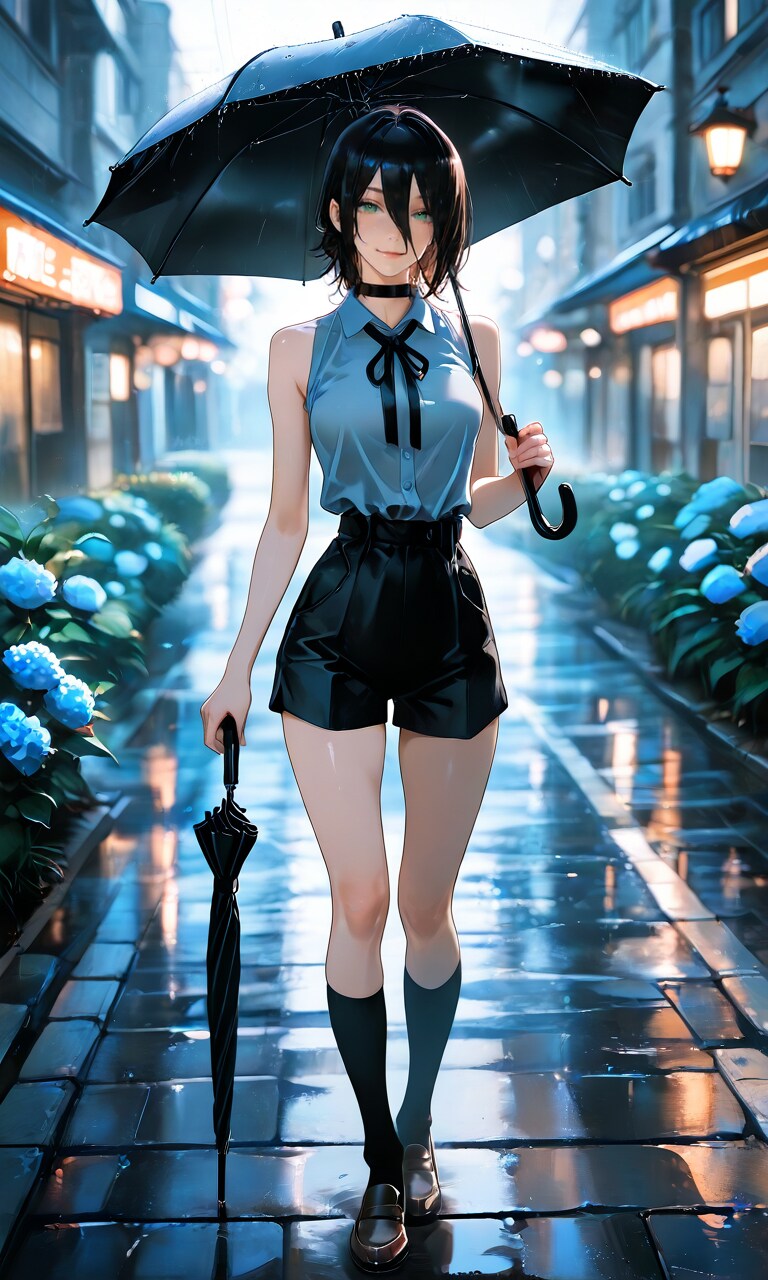レゼが傘を持って迎えに来てくれた！