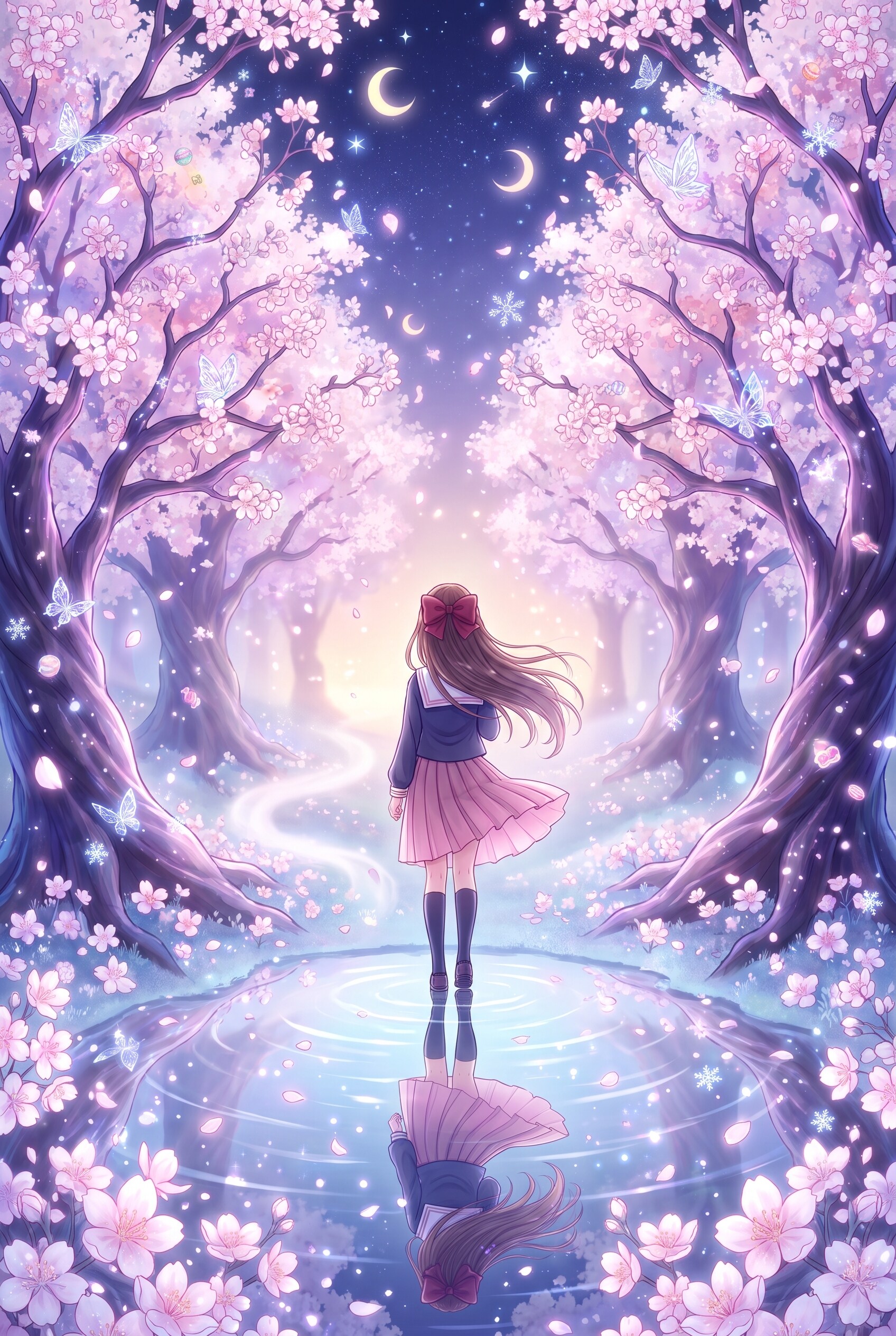 宵桜幻影の水鏡