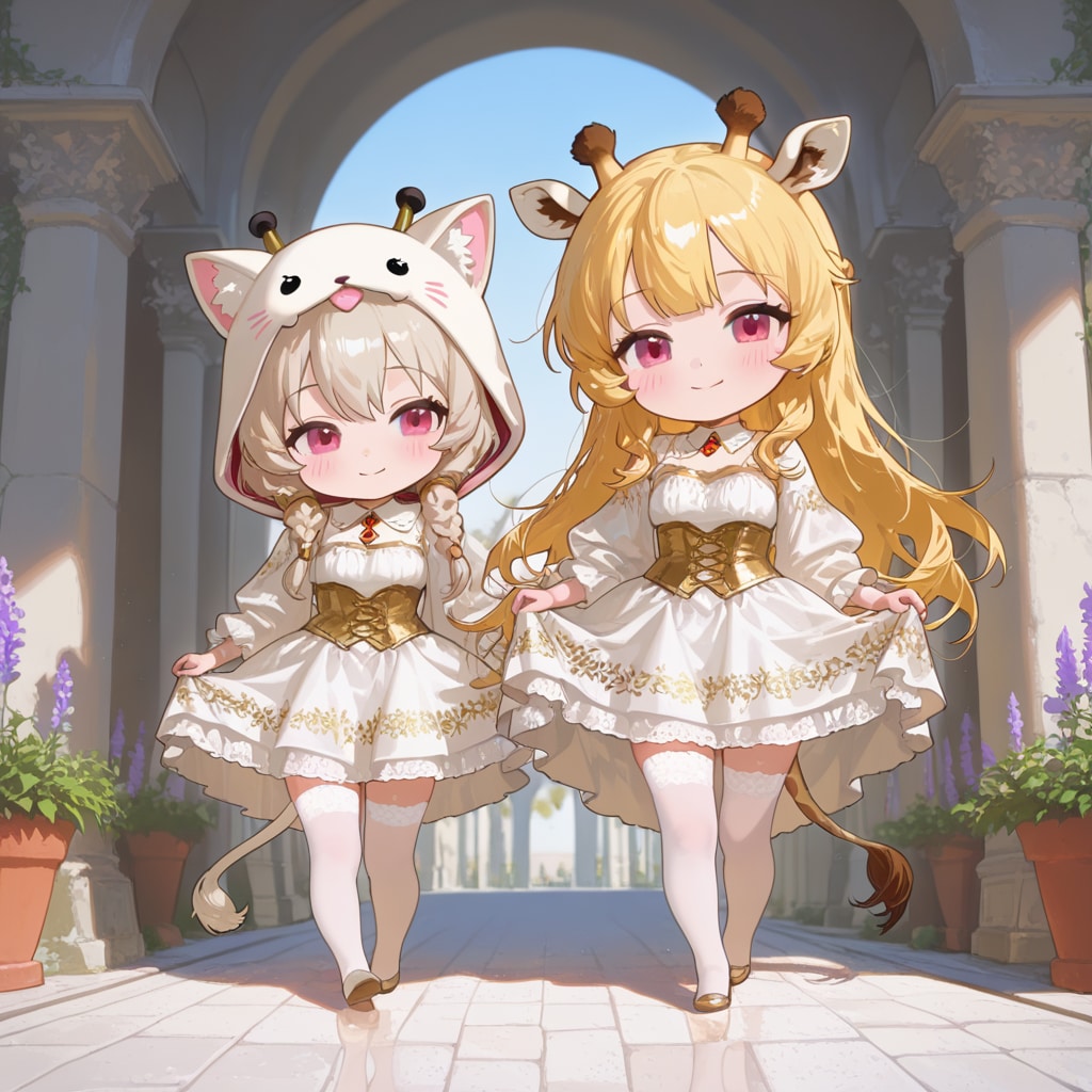 宮殿のキリンフーディーお姫様ちび子ちゃん