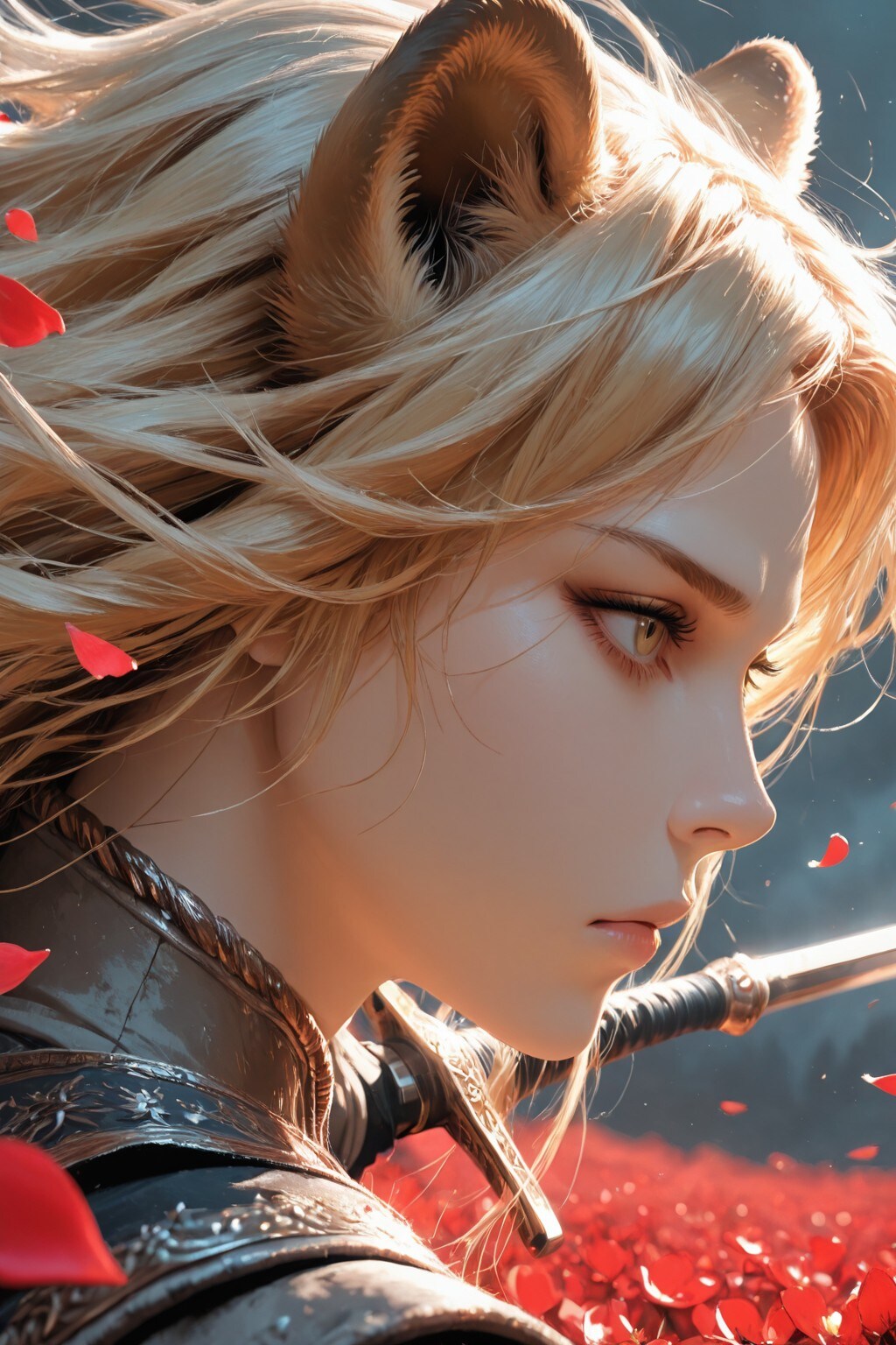Today's Side Profile Beauty Girl - Easy Prompt Challenge（今日のけもみみガール。けっこう実写寄り）