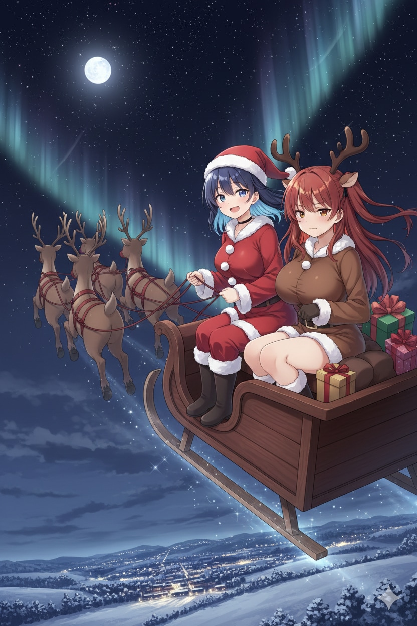 眞琴っちゃんと千尋が届けるクリスマス | の人気AIイラスト・グラビア