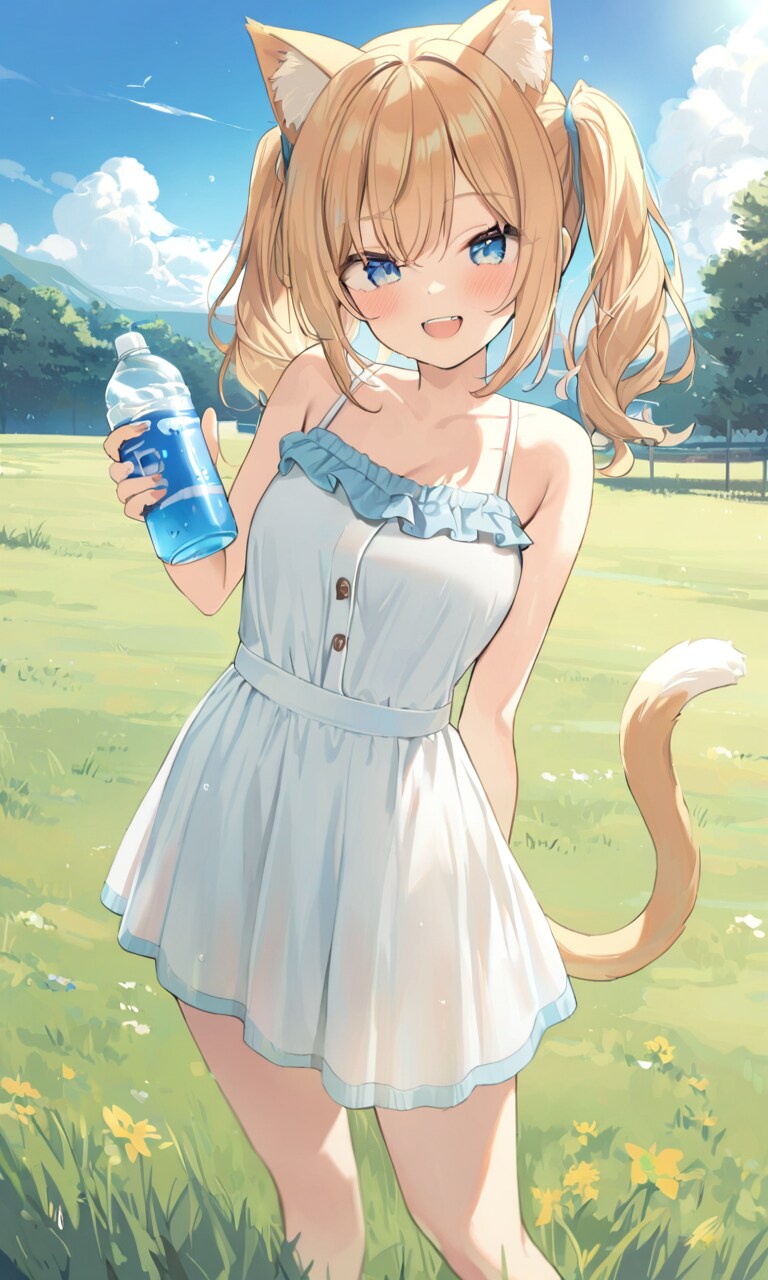 こるり「スポーツドリンクの少女」まや「ハイハイ、映えるね」 | の人気AIイラスト・グラビア