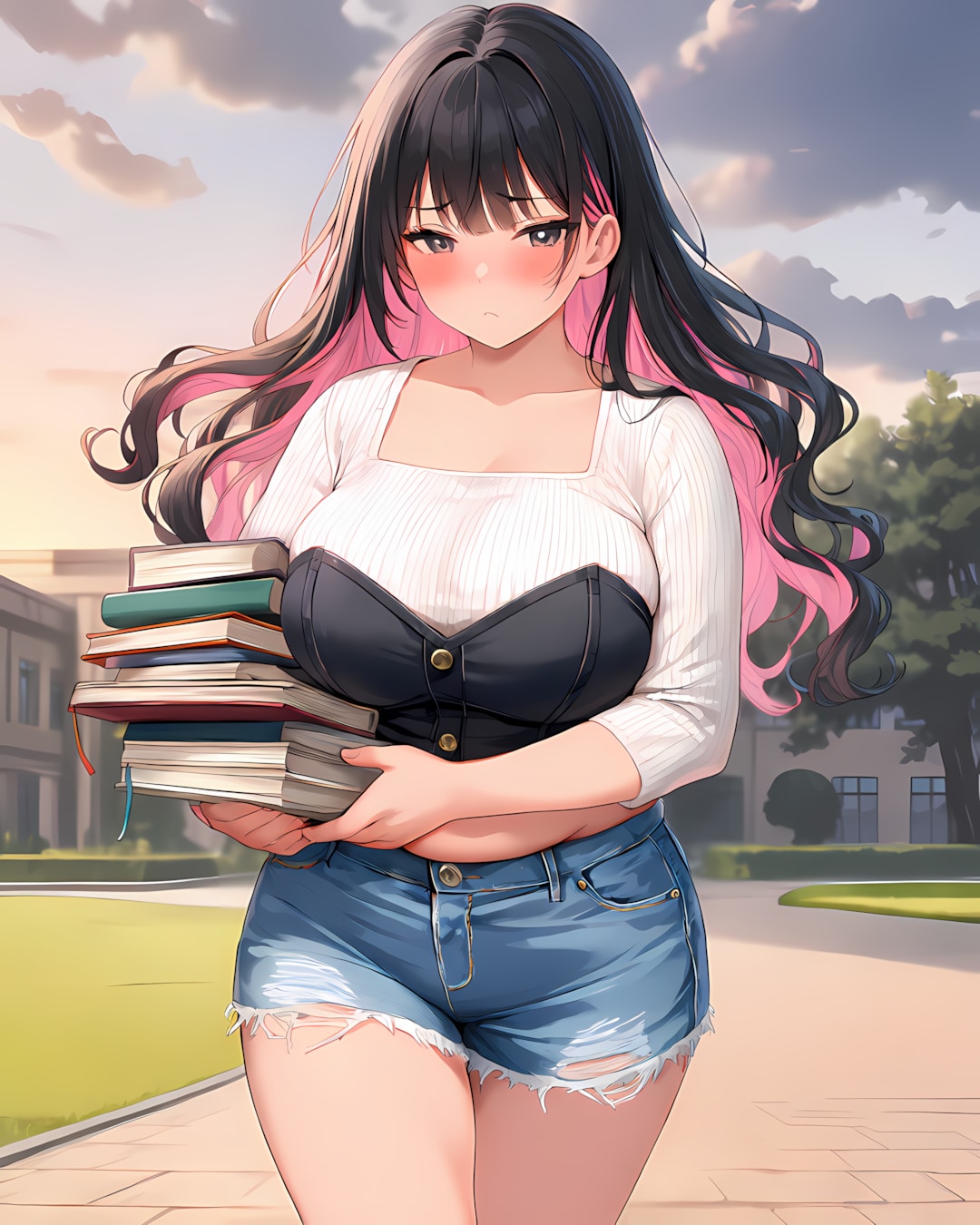 📚テキストいっぱい抱えて、午後も強気モード🔥