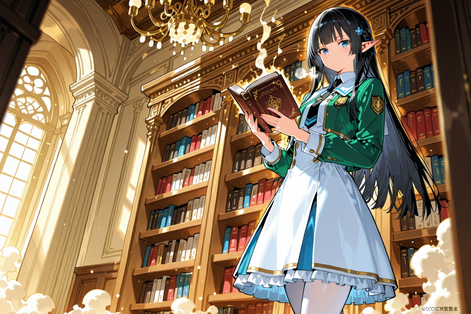 魔法図書館とエルフの女の子 | の人気AIイラスト・グラビア