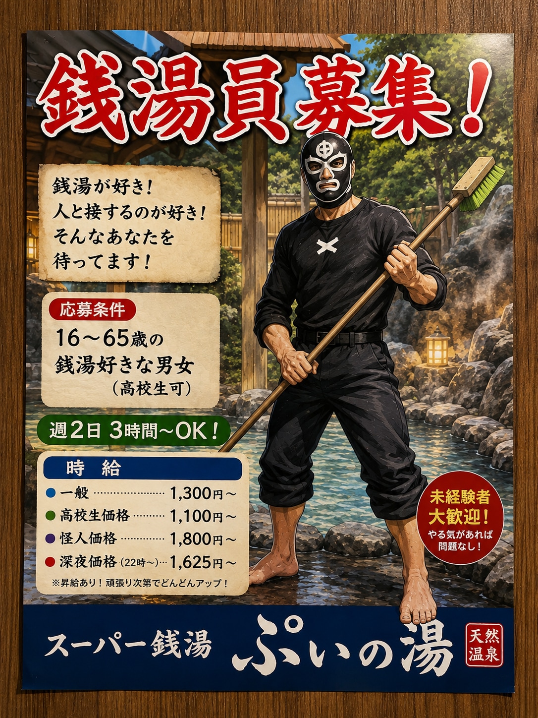 銭湯員募集の張り紙