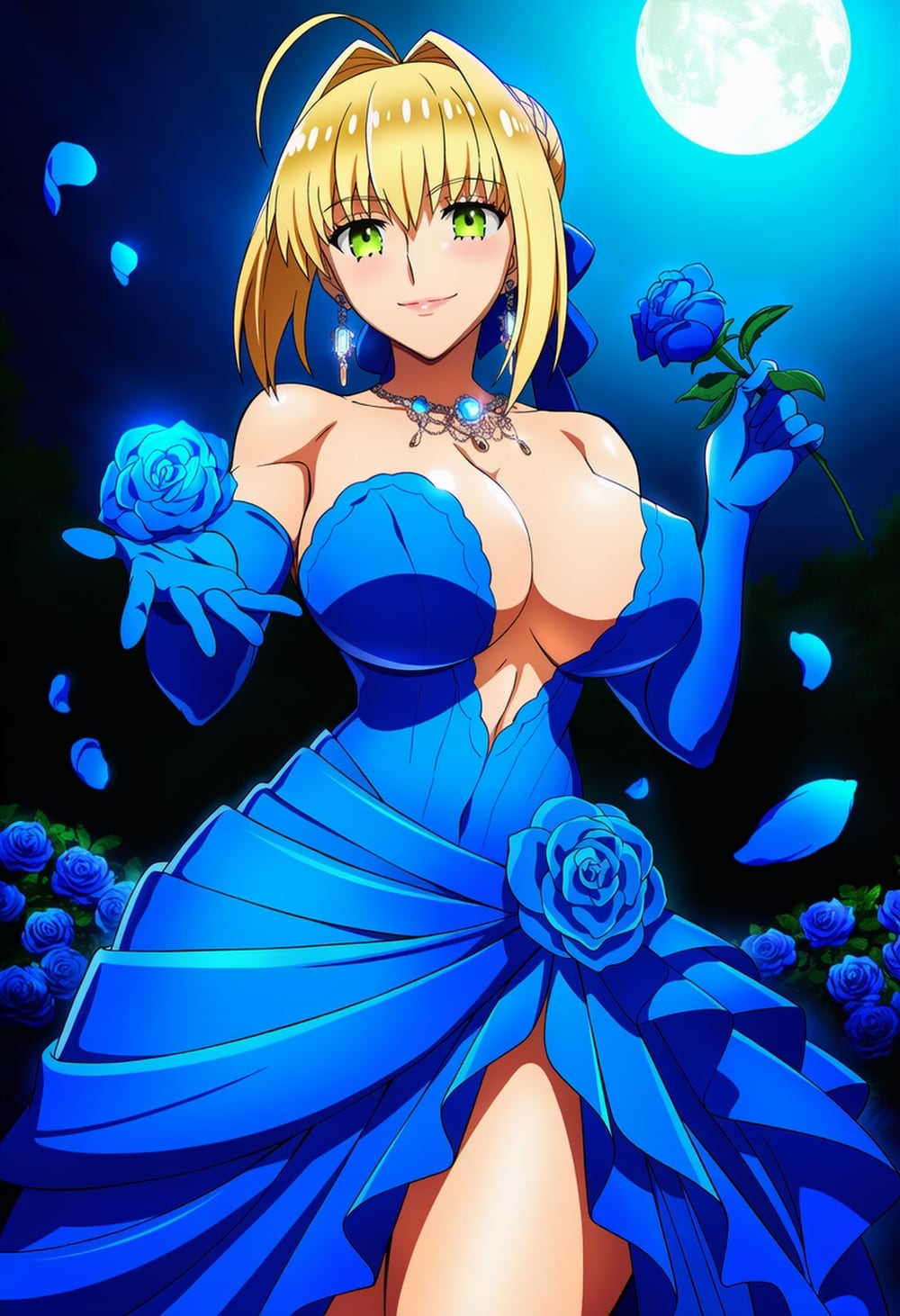 夜の花園薔薇ドレスコスプレ人妻