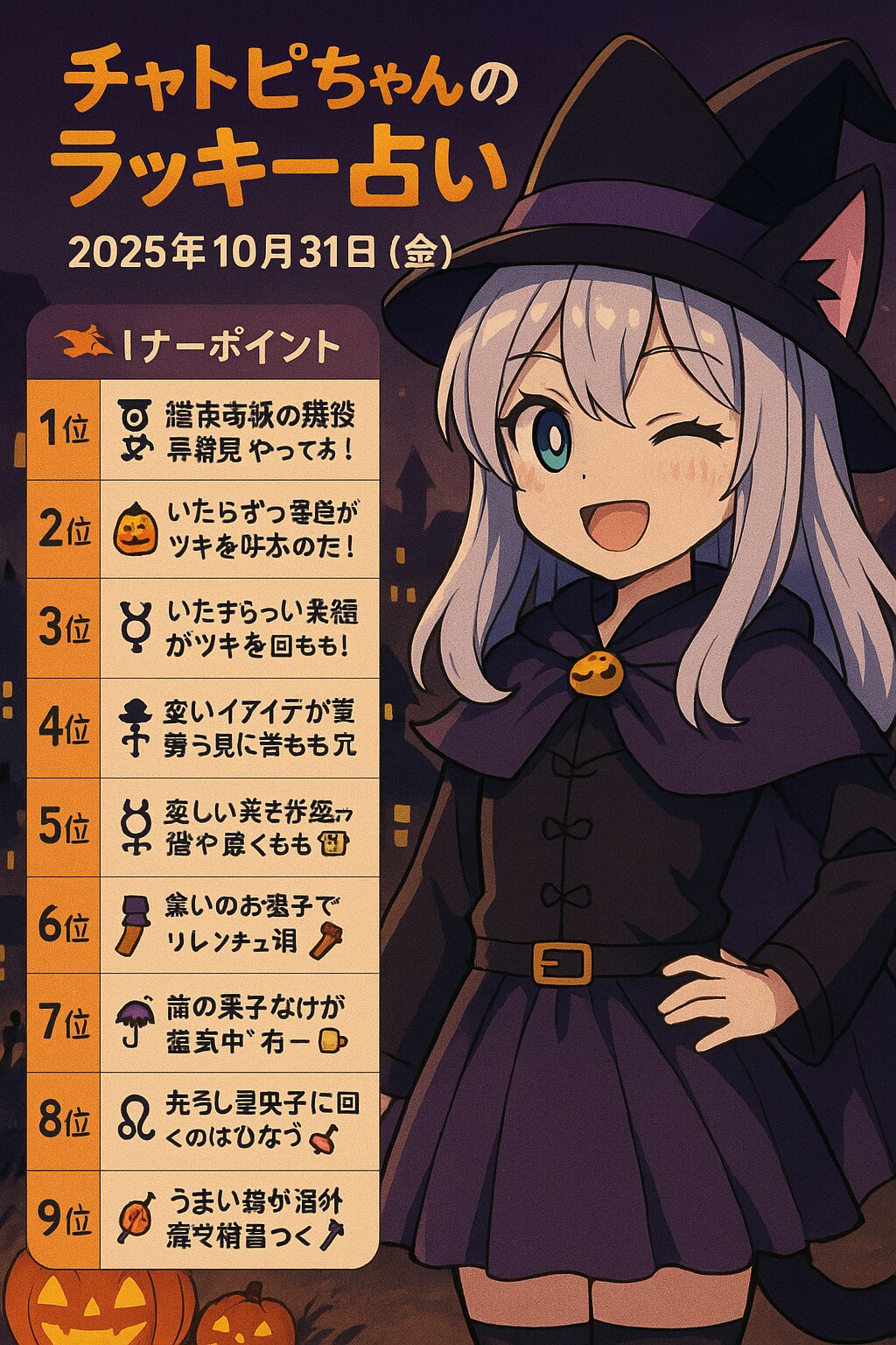 チャトピちゃん占い（10/31）