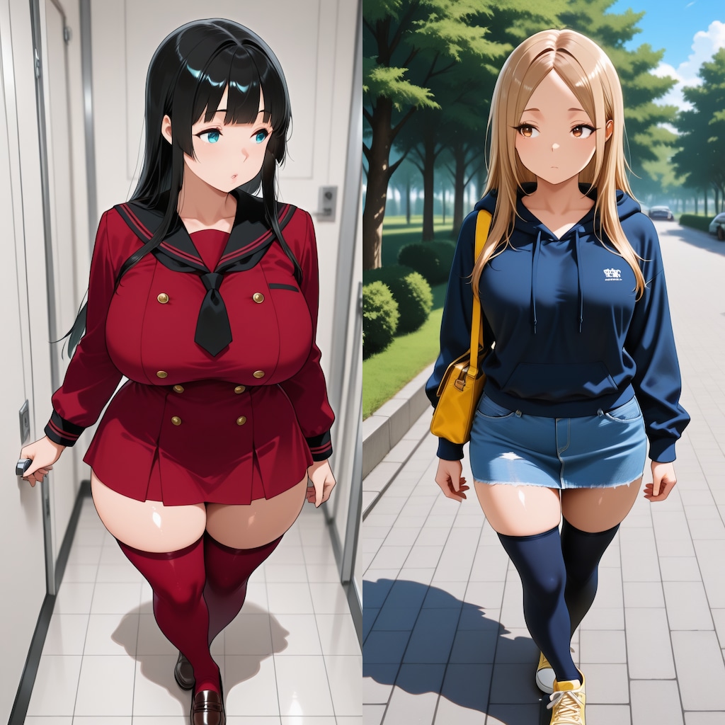 女学生と人妻の絶対領域