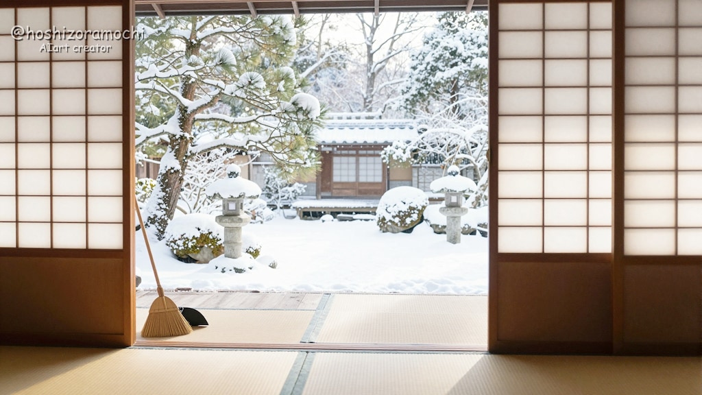 煤払いの光差す縁側