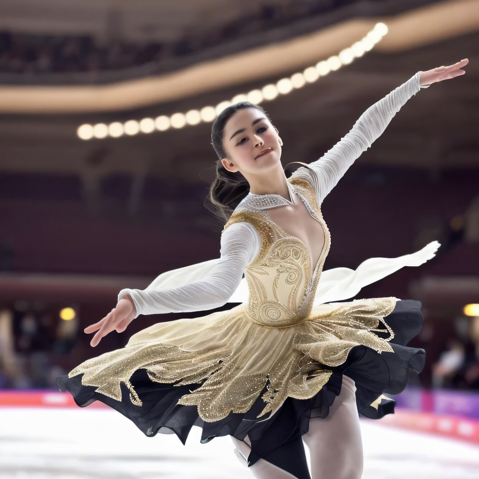 黒髪ロングでアイススケートの美女５０ | の人気AIイラスト・グラビア