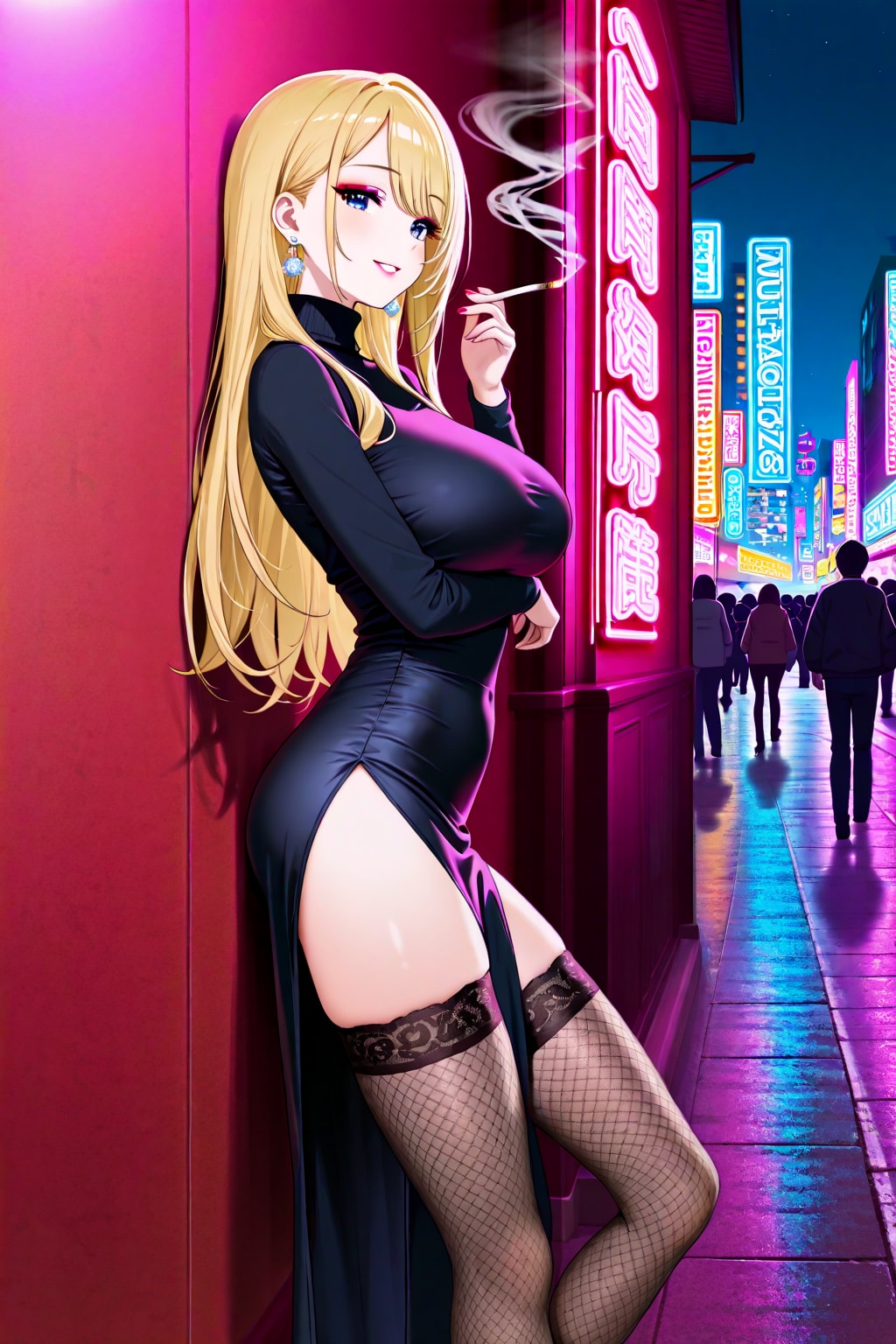 繁華街の裏路地おねーさん