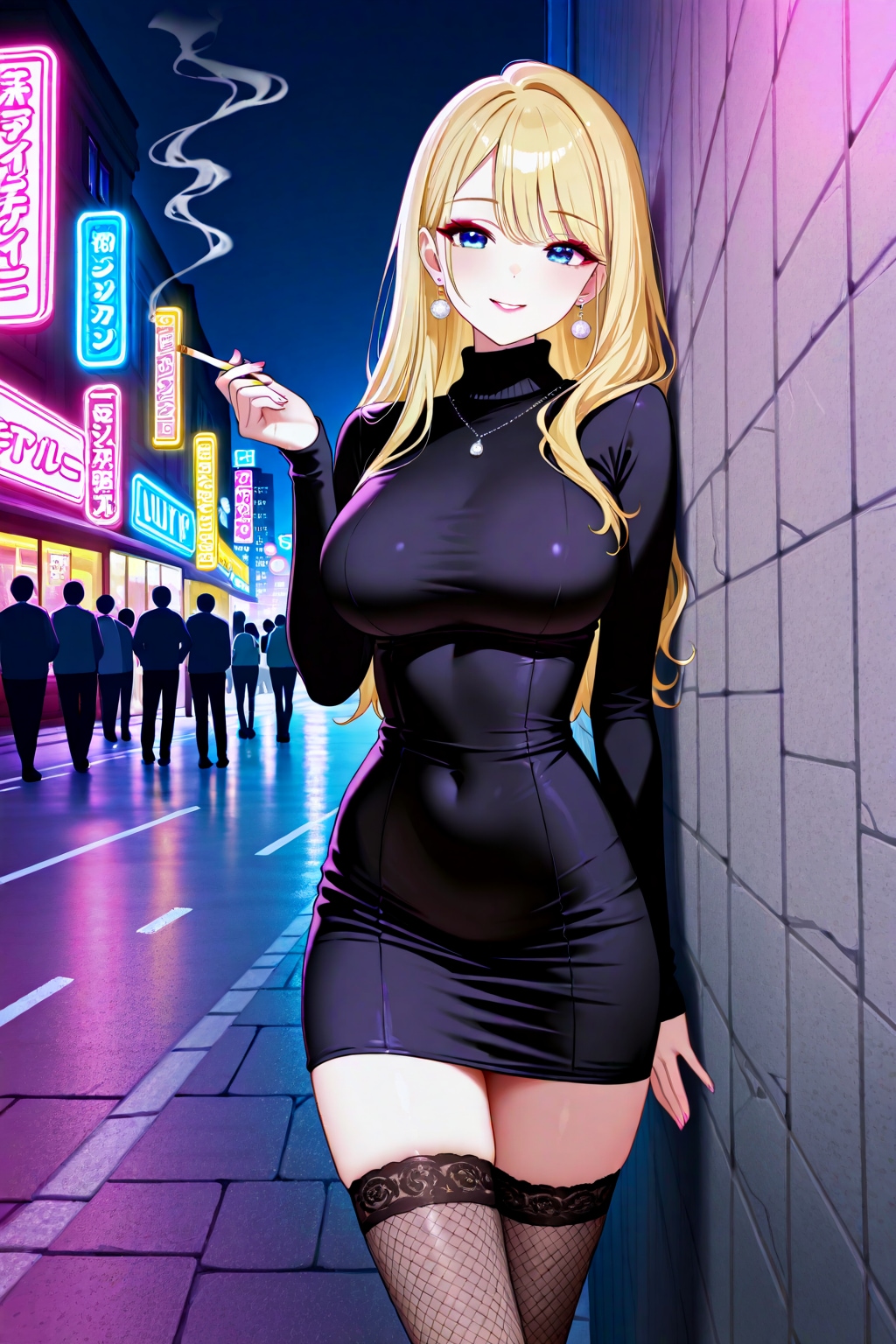 繁華街の裏路地おねーさん