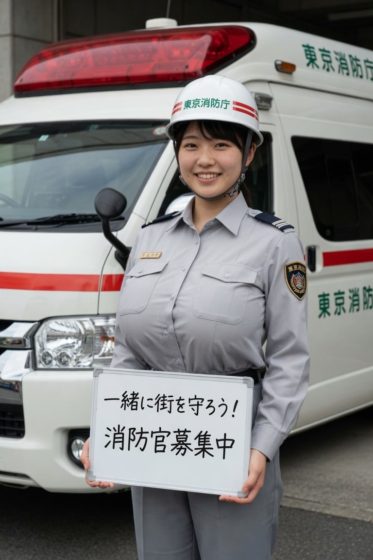 １６日の女性救急隊員