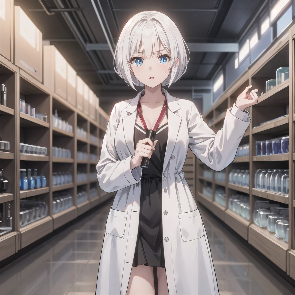 白髪ボブで白衣の少女８