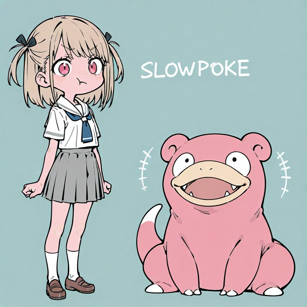 女学生とヤドン