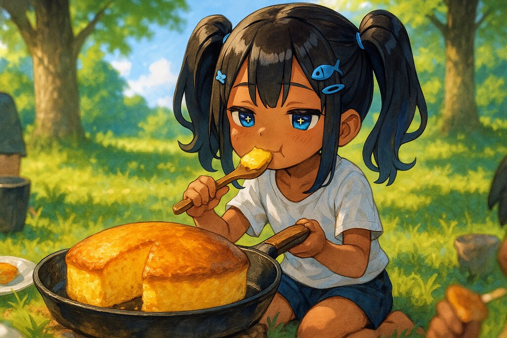 巨大カステラを食べるこなつちゃん