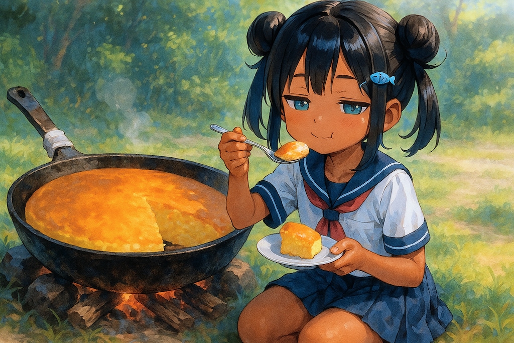 巨大カステラを食べるこなつちゃん