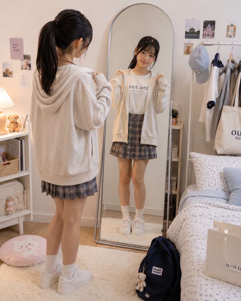 お昼の美人学生さん