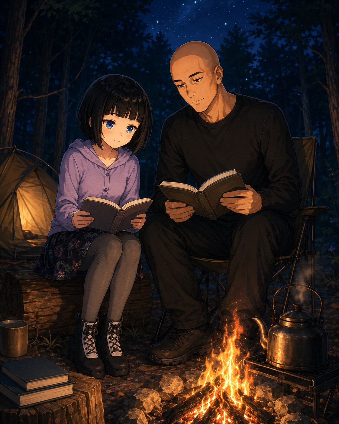 焚き火の灯りで、同じ物語を読む