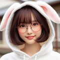 眼鏡女子 楓のうさ耳パーカー 4枚目