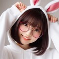 眼鏡女子 楓のうさ耳パーカー 5枚目