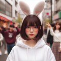 眼鏡女子 楓のうさ耳パーカー 2枚目
