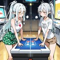ゲーセンで何かを対戦している銀髪エルフの女の子達 3枚目