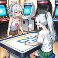ゲーセンで何かを対戦している銀髪エルフの女の子達 2枚目